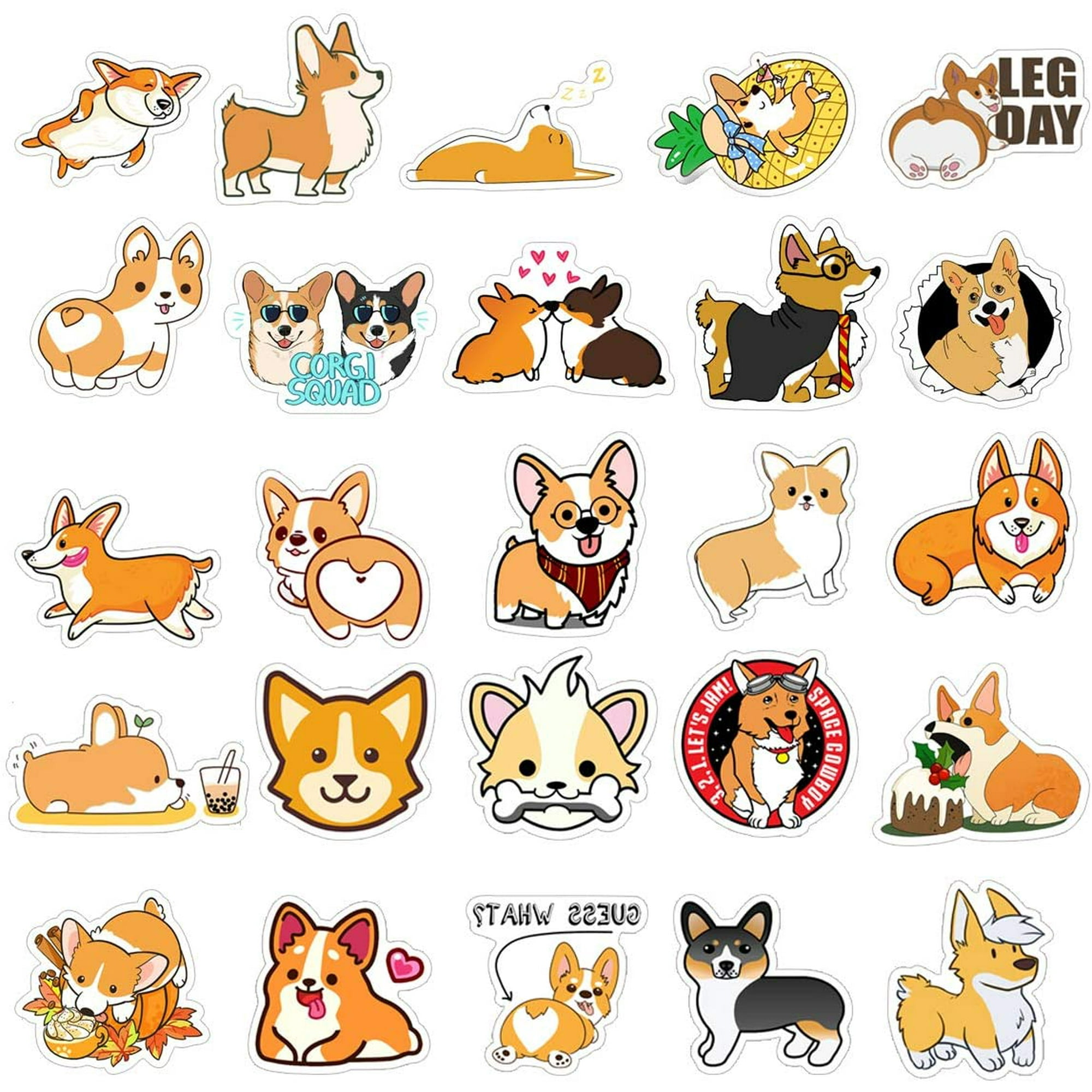 Welsh Corgi Pembroke Stickers for Water Bottles 50 Pack Waterproof ，Cute,Aesthetic,Trendy Stickers for Teens,Girls Perfect for Waterbottle,Laptop,Phone,Travel